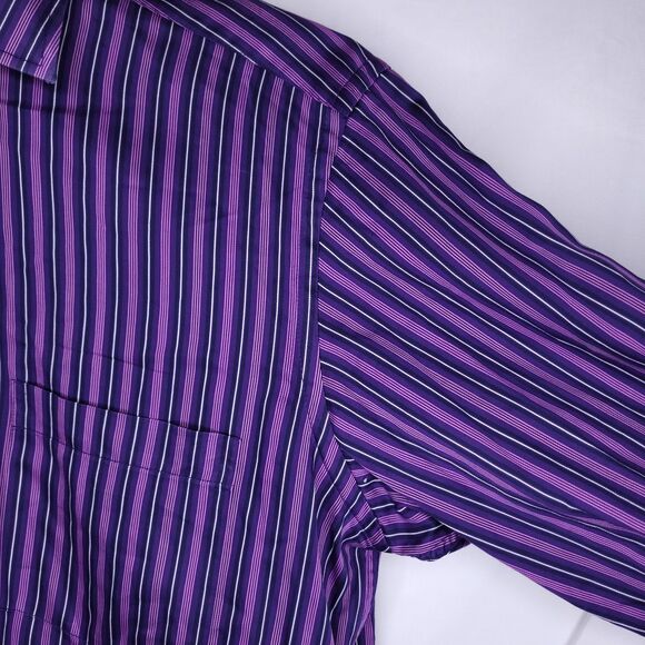 Bugatchi Shirt Mens Large Striped Purple - Picture 4 of 12